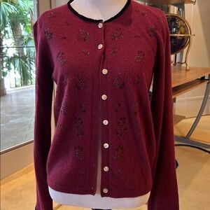 Monsoon Burgundy Floral Cardigan